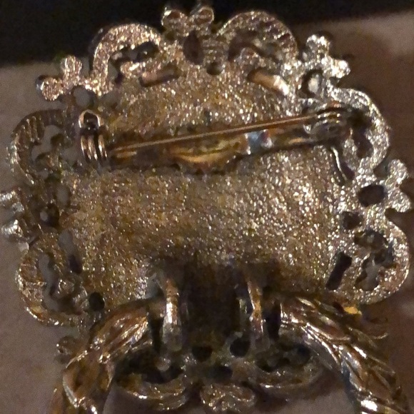 Vintage 1950 Emperuer Napoleon Silver Tone Fold Down Wreath Brooch - Picture 4 of 7